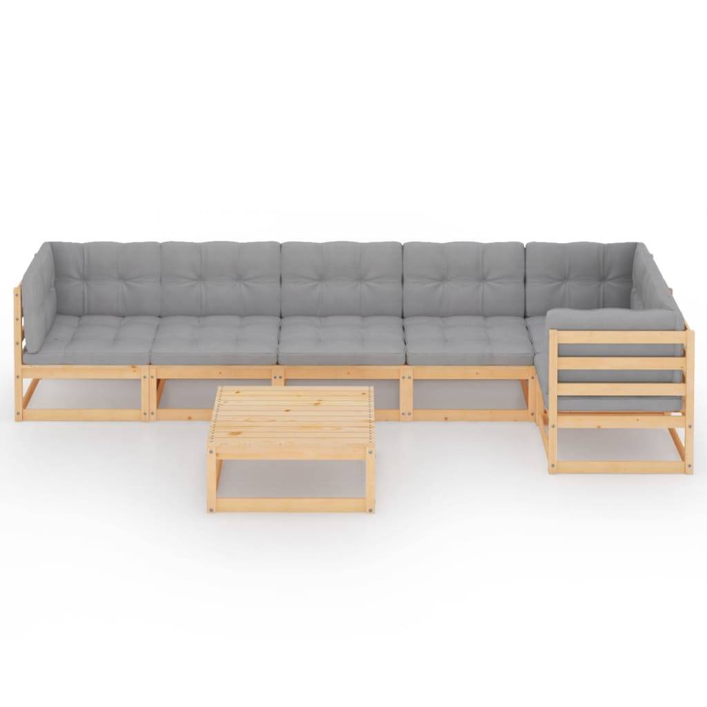 Helloshop26 - Salon de jardin meuble d'extérieur ensemble de mobilier 7 pièces avec coussins bois de pin massif - Imagen 2
