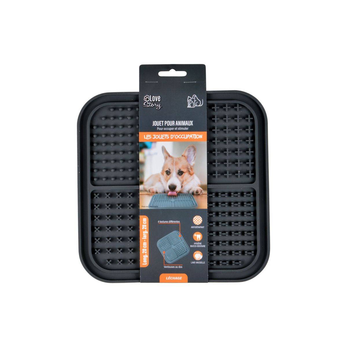 Love Story - Tapis de Léchage Animaux "Silicone" 20cm Anthracite - Image 3