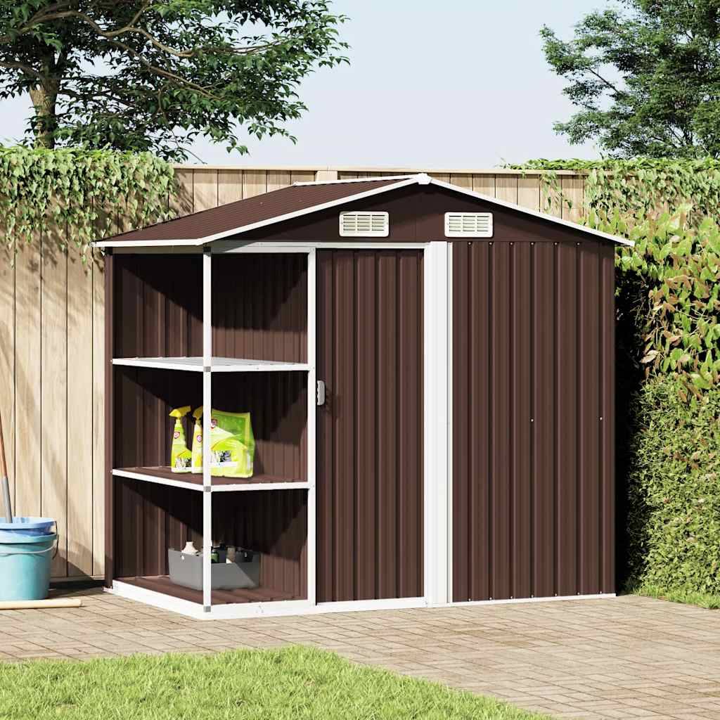 Vidaxl - Abri de jardin avec étagère Marron 205x130x183 cm Fer 2.7m² vidaXL 47105
