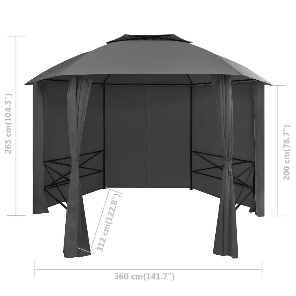 Pergola polyester anthracite  360 x 312 x 265 cm  - Prolenta premium p3171.8 - Image 8