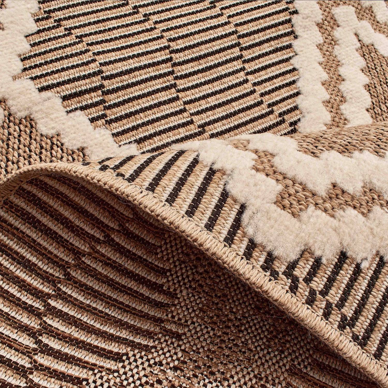 Autre - Tapis intérieur et extérieur en polypropylène marron 120x170cm - Imagen 3