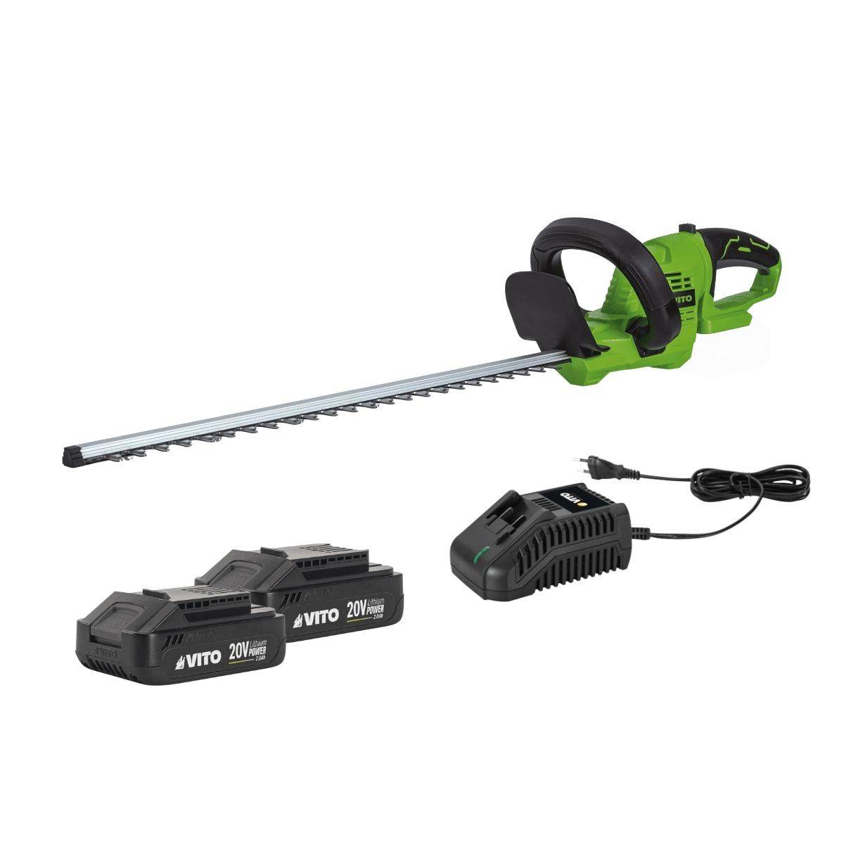 Taille Haies sans fil 20V Lame 51Cm + 2 Batteries lithium 2.0Ah + Chargeur Rapide VITO - Image 1