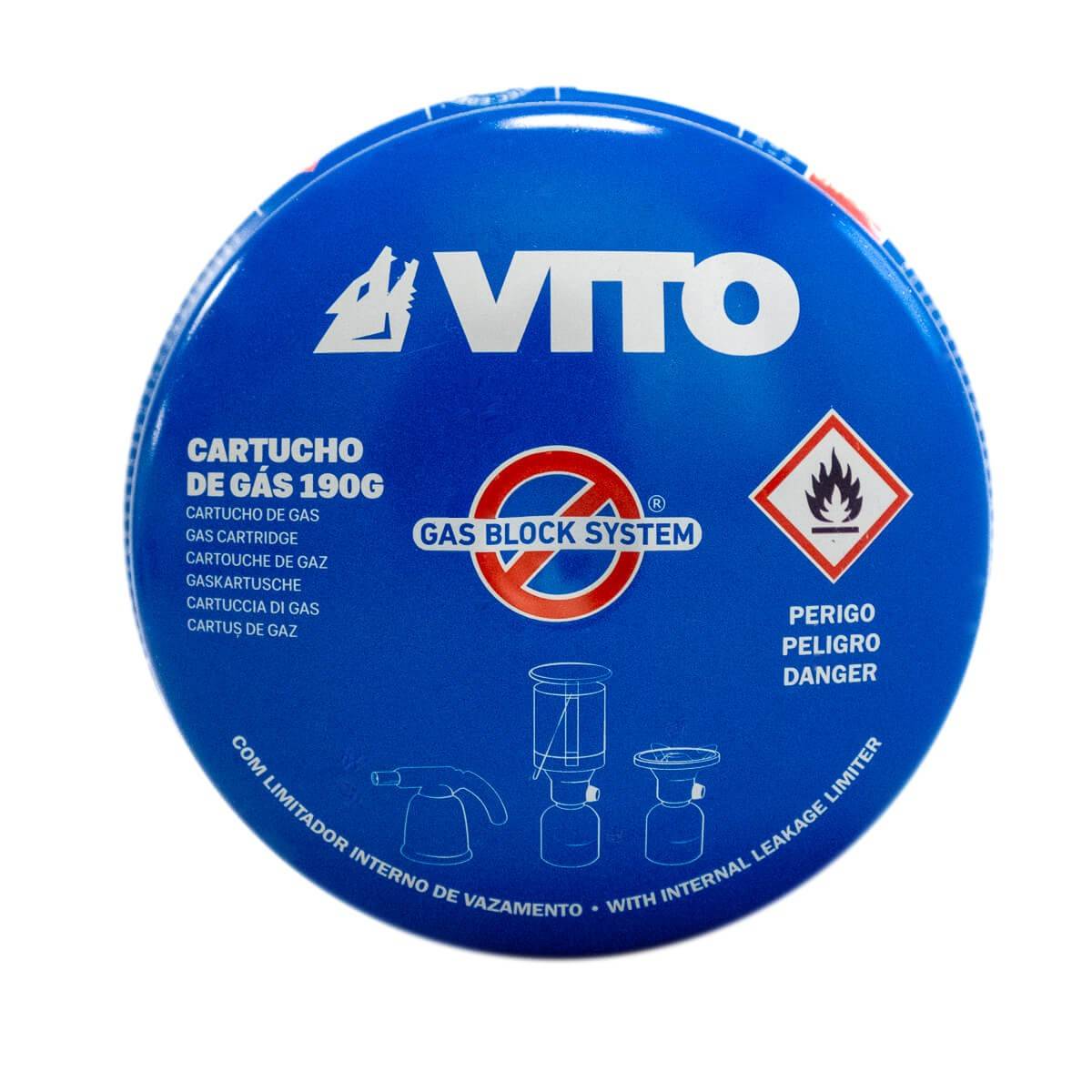 Pack de 12 Cartouches gaz 190g butane perçable sécurité stop-gaz VITO - Imagen 2