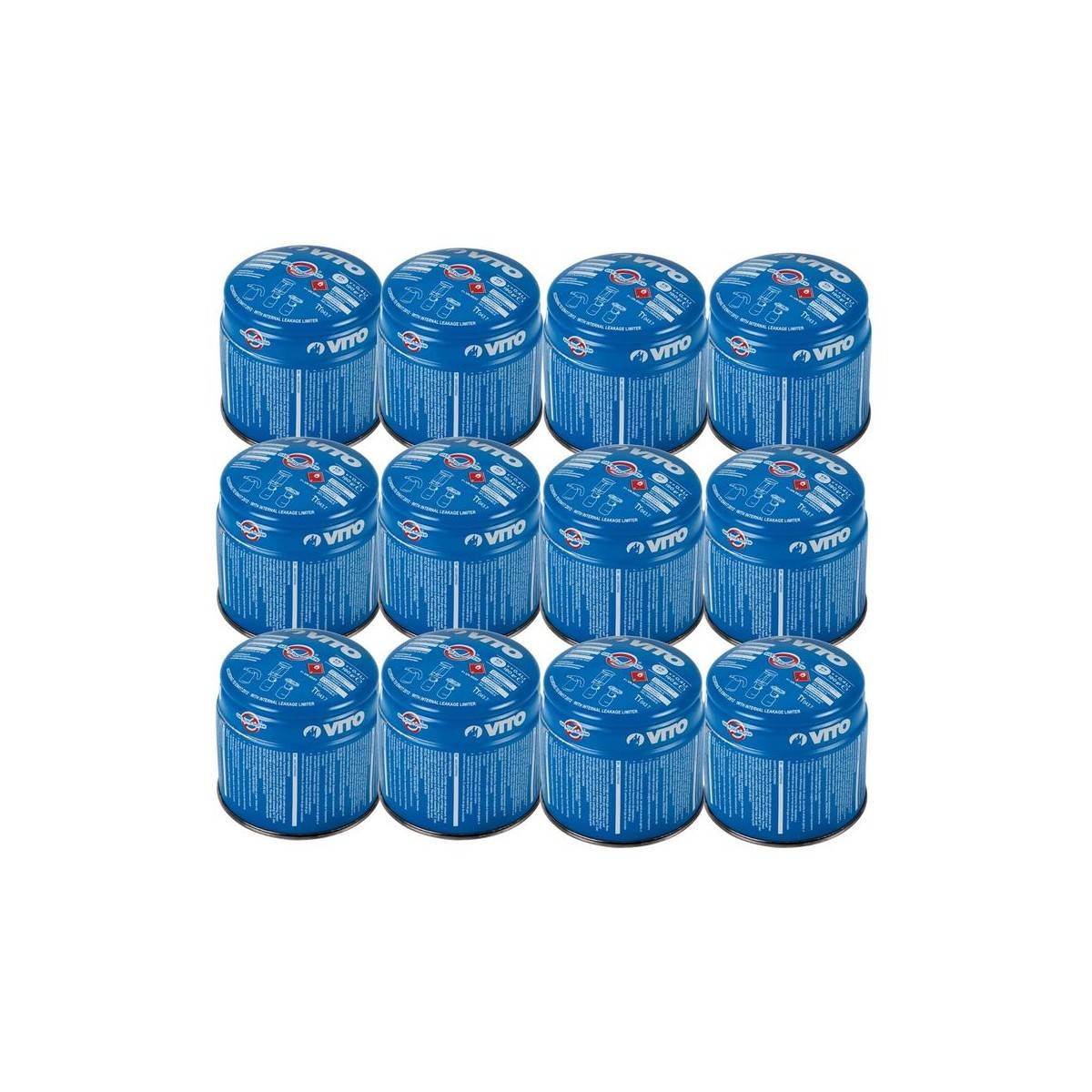Pack de 12 Cartouches gaz 190g butane perçable sécurité stop-gaz VITO - Imagen 1