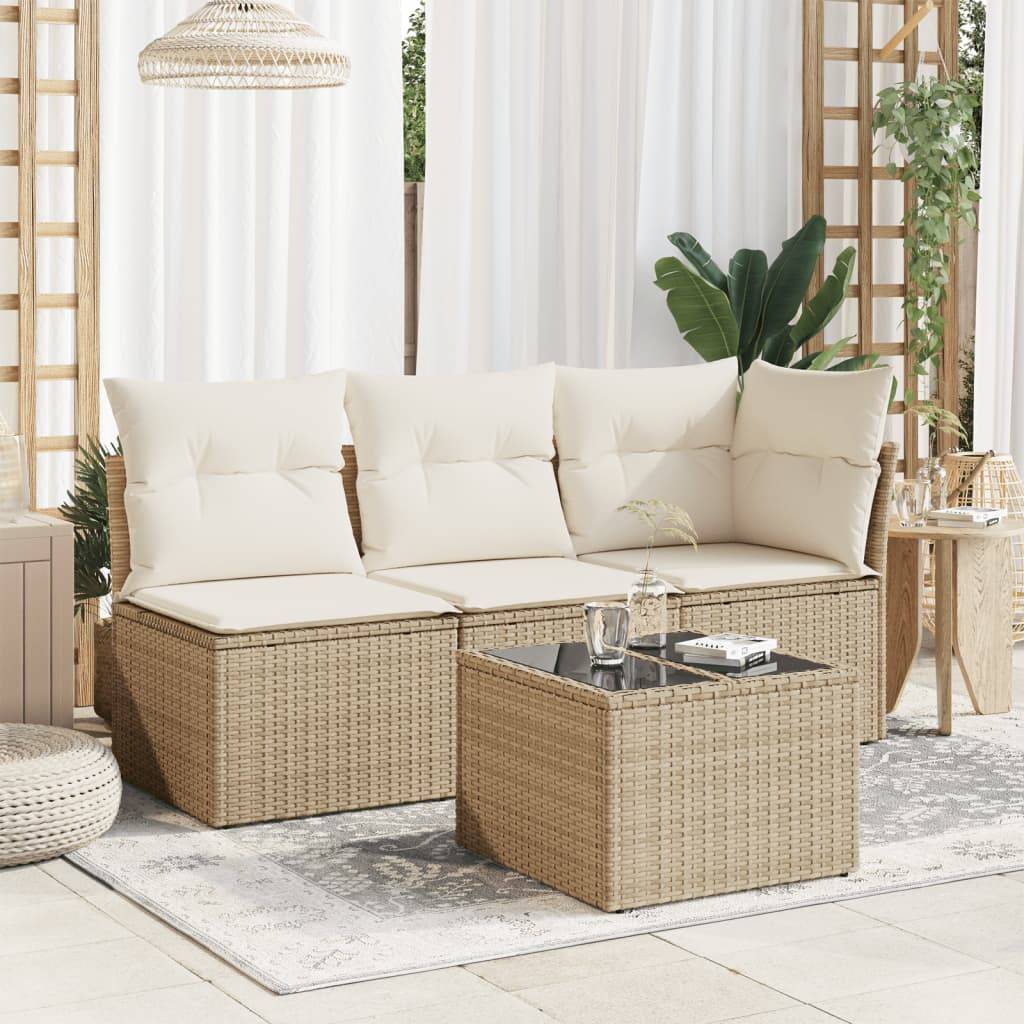PANGIVO - Table de jardin résine tressée verre beige 55 x 55 x 37 cm - PANGIVO - Image 3