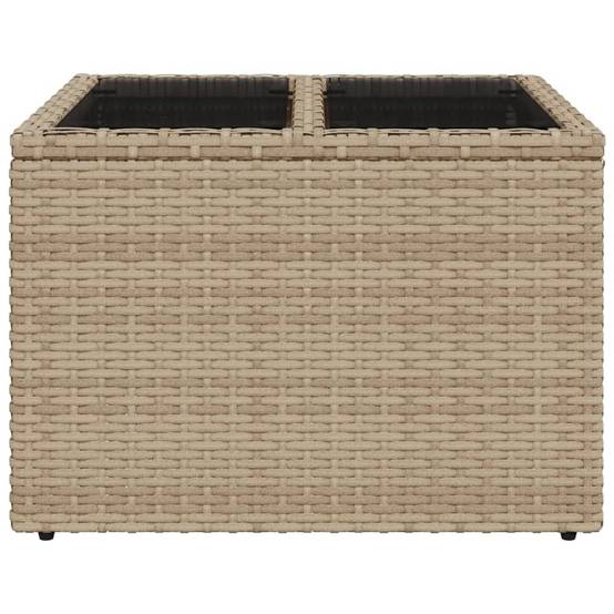 PANGIVO - Table de jardin résine tressée verre beige 55 x 55 x 37 cm - PANGIVO - Image 4
