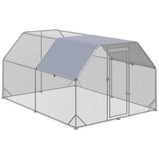 ComfortXL - Enclos poulailler acier galvanisé jardin sécurisé toit imperméable 280x380cm argent - ComfortXL Outdoor Living - Image 2
