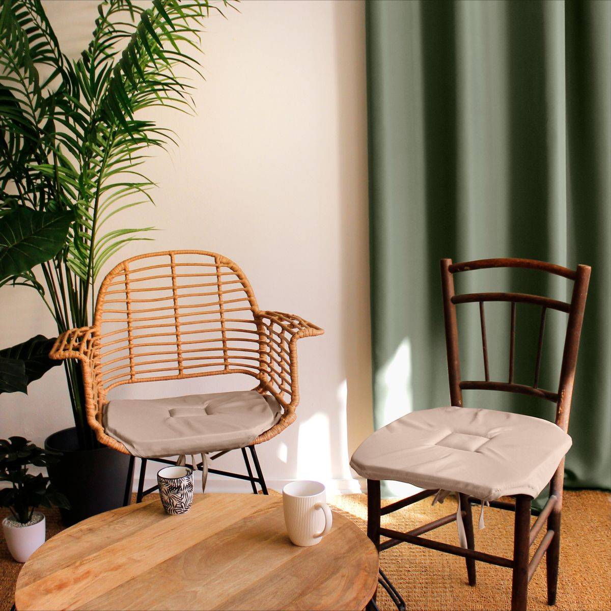 Enjoy Home - Galette de Chaise Uni "Basic" 40x40cm Naturel - Image 2