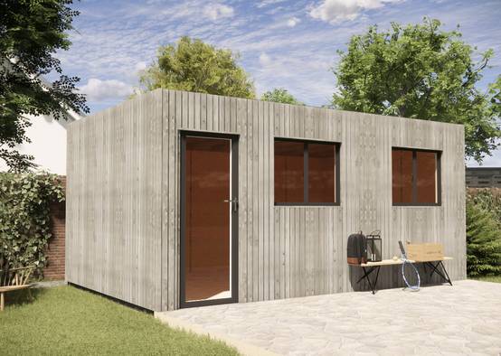 Sans Marque - Extension maison en bois en bois 5,5 x 3,5 x 2,7 m avec plancher isolé - Image 1