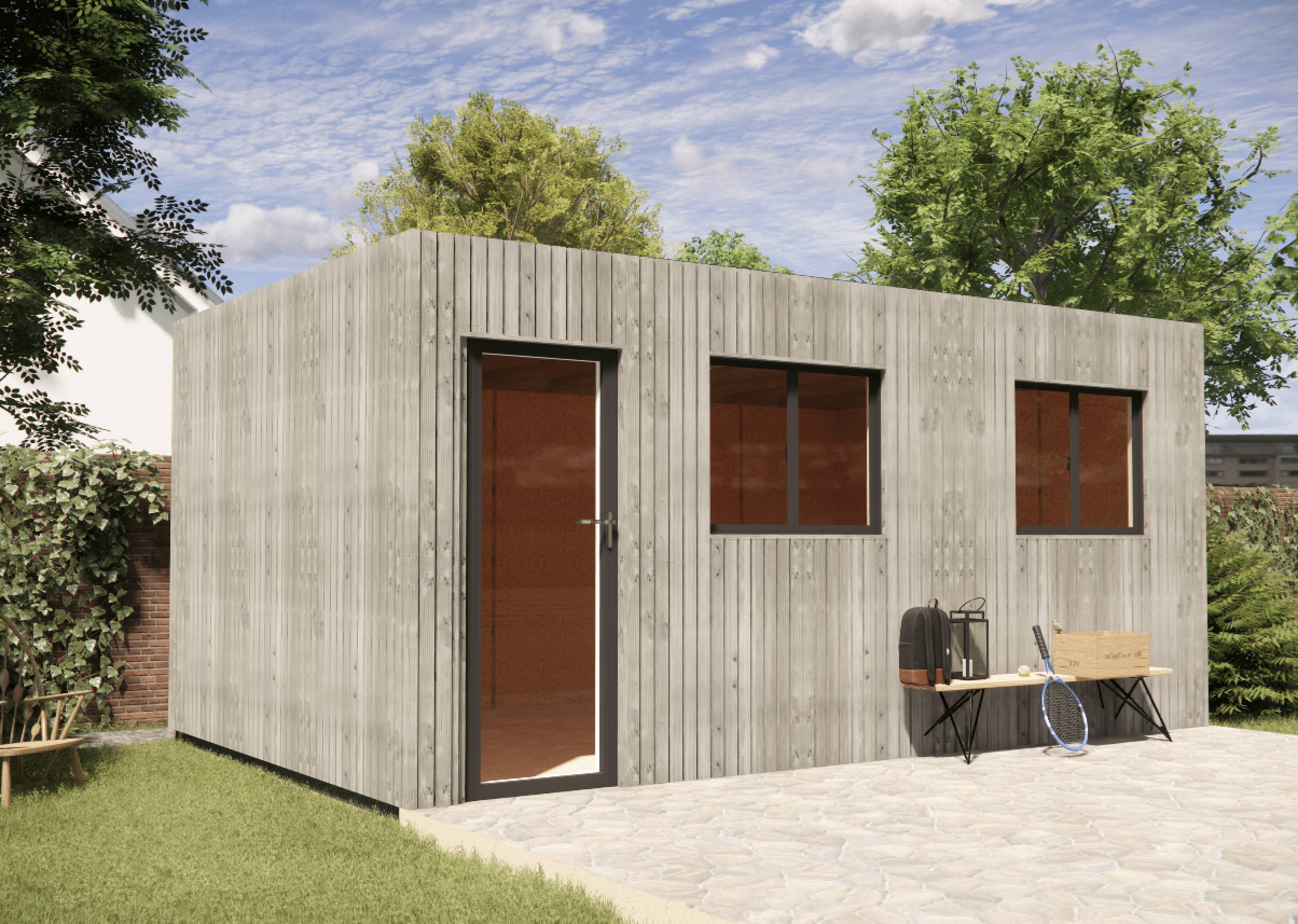 Sans Marque - Extension maison en bois en bois 5,5 x 3,5 x 2,7 m avec plancher isolé - Imagen 1
