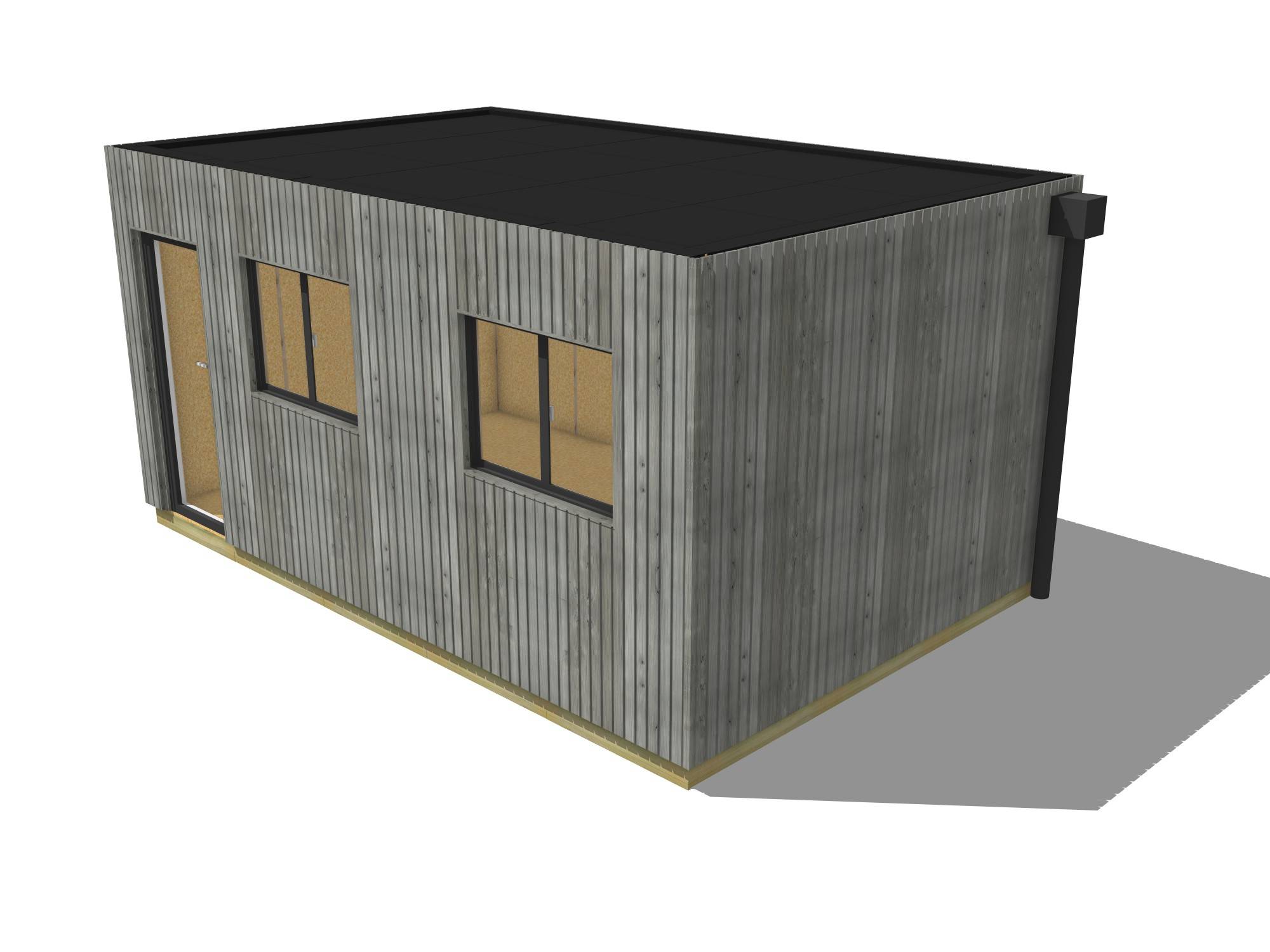 Sans Marque - Extension maison en bois en bois 5,5 x 3,5 x 2,7 m avec plancher isolé - Imagen 2