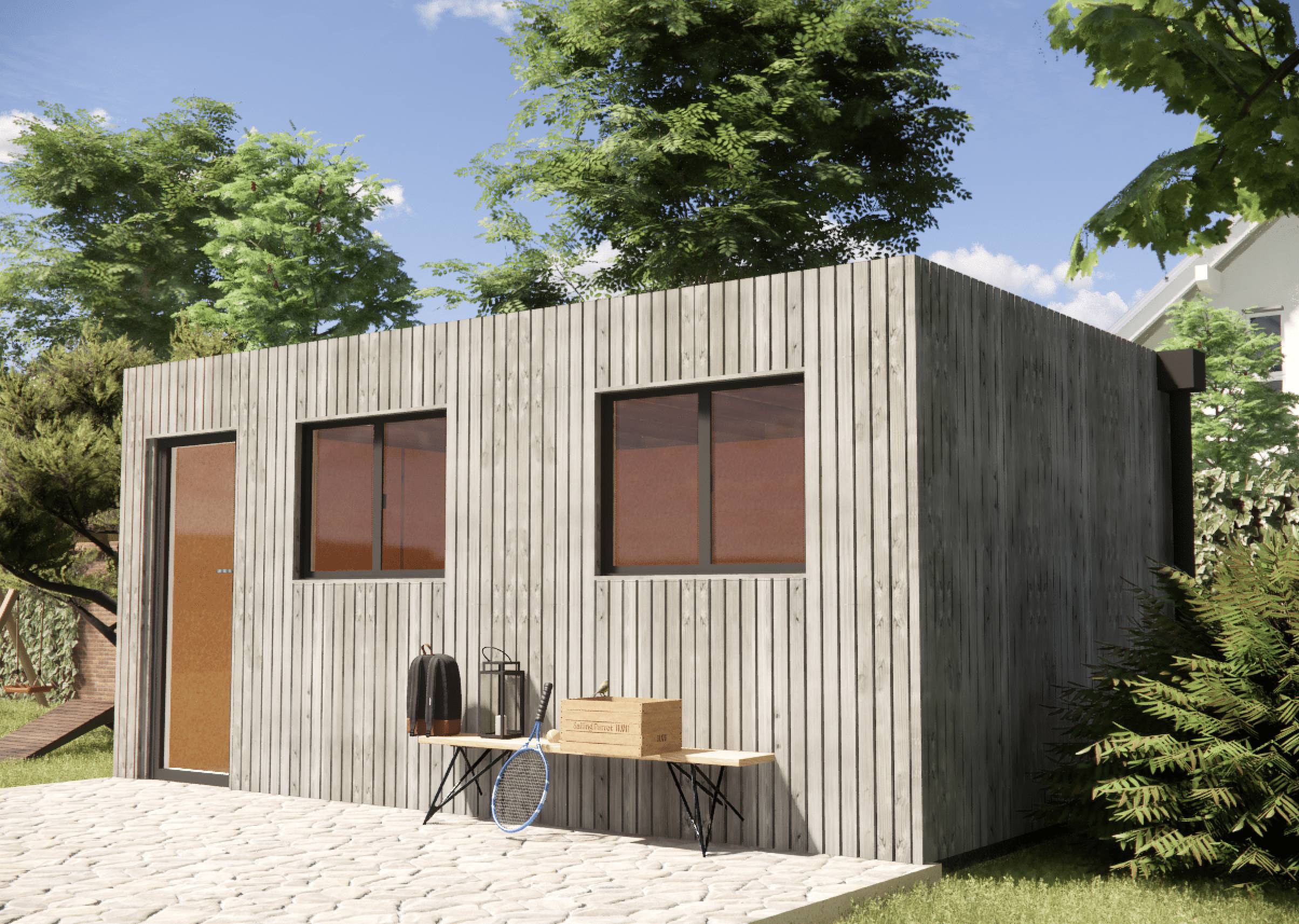 Sans Marque - Extension maison en bois en bois 5,5 x 3,5 x 2,7 m avec plancher isolé - Imagen 6