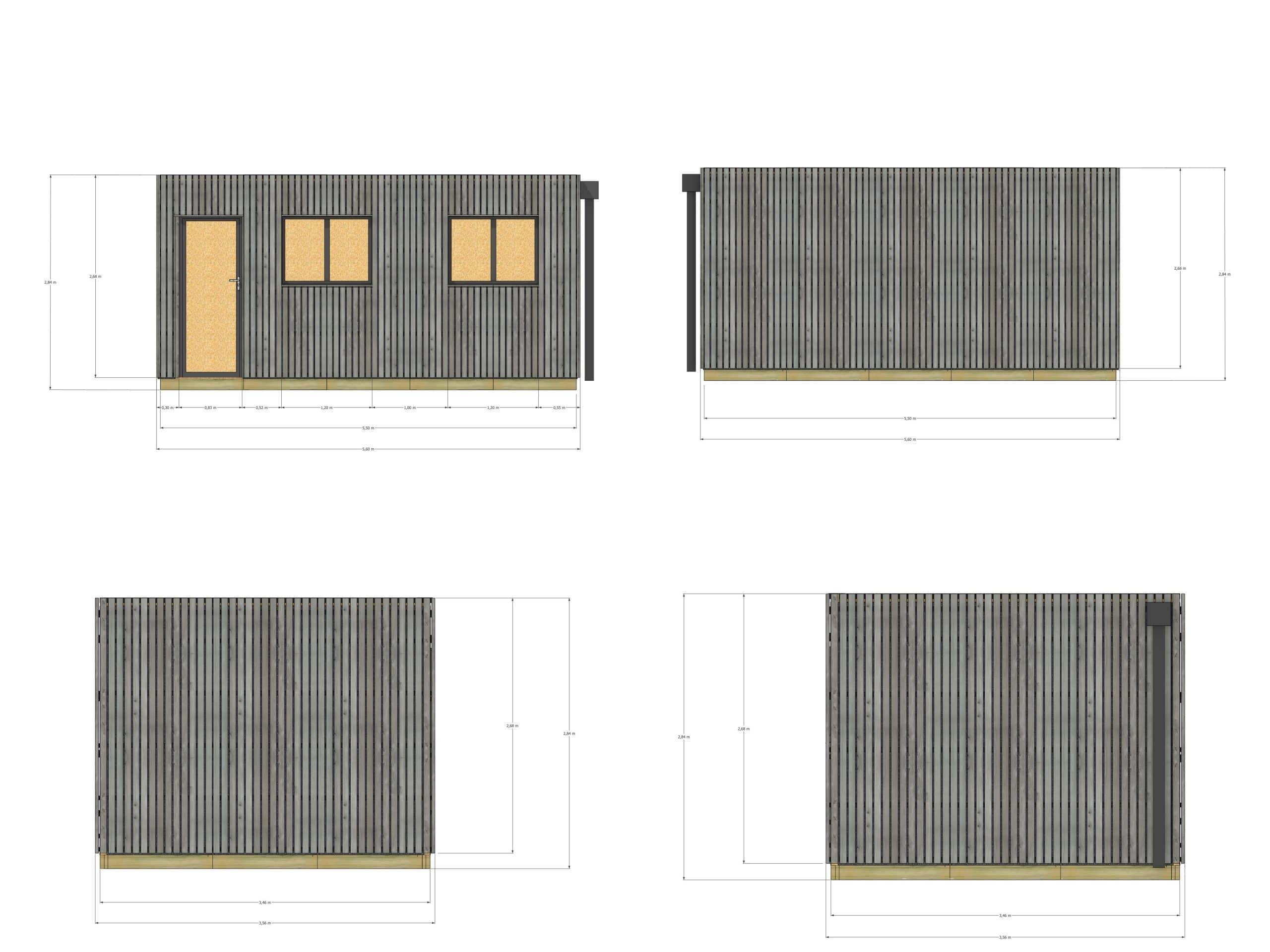 Sans Marque - Extension maison en bois en bois 5,5 x 3,5 x 2,7 m avec plancher isolé - Image 4