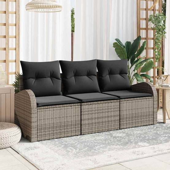 ComfortXL - Petit salon de jardin 3 places Poly rotin modulable pour Balcon Gris – ComfortXL Outdoor Living - Image 1