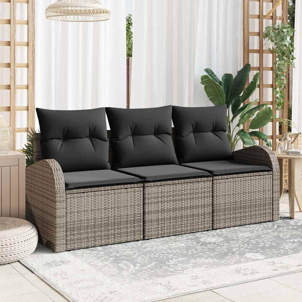 ComfortXL - Petit salon de jardin 3 places Poly rotin modulable pour Balcon Gris – ComfortXL Outdoor Living