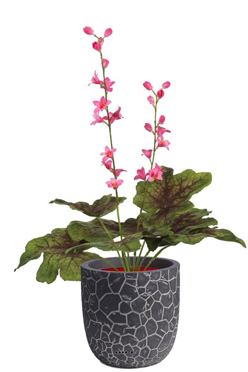 Artificielles - Heuchères fleuries artificielles en pot, H 45 cm D 27 cm Rose soutenu - couleur: Rose soutenu - Imagen 2