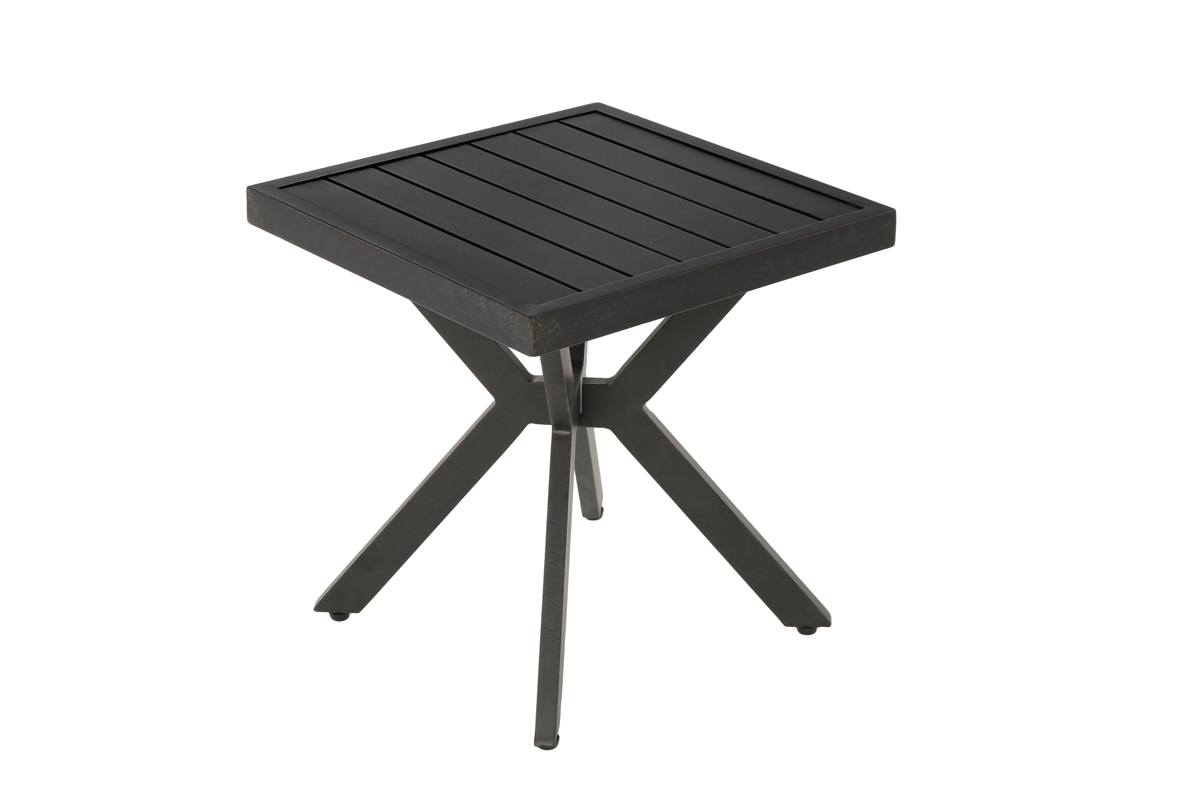 Table d'appoint carrée aluminium extérieur, pour patio, piscine et intérieur, résistante aux intempéries, entretien facile, brun foncé - Image 2
