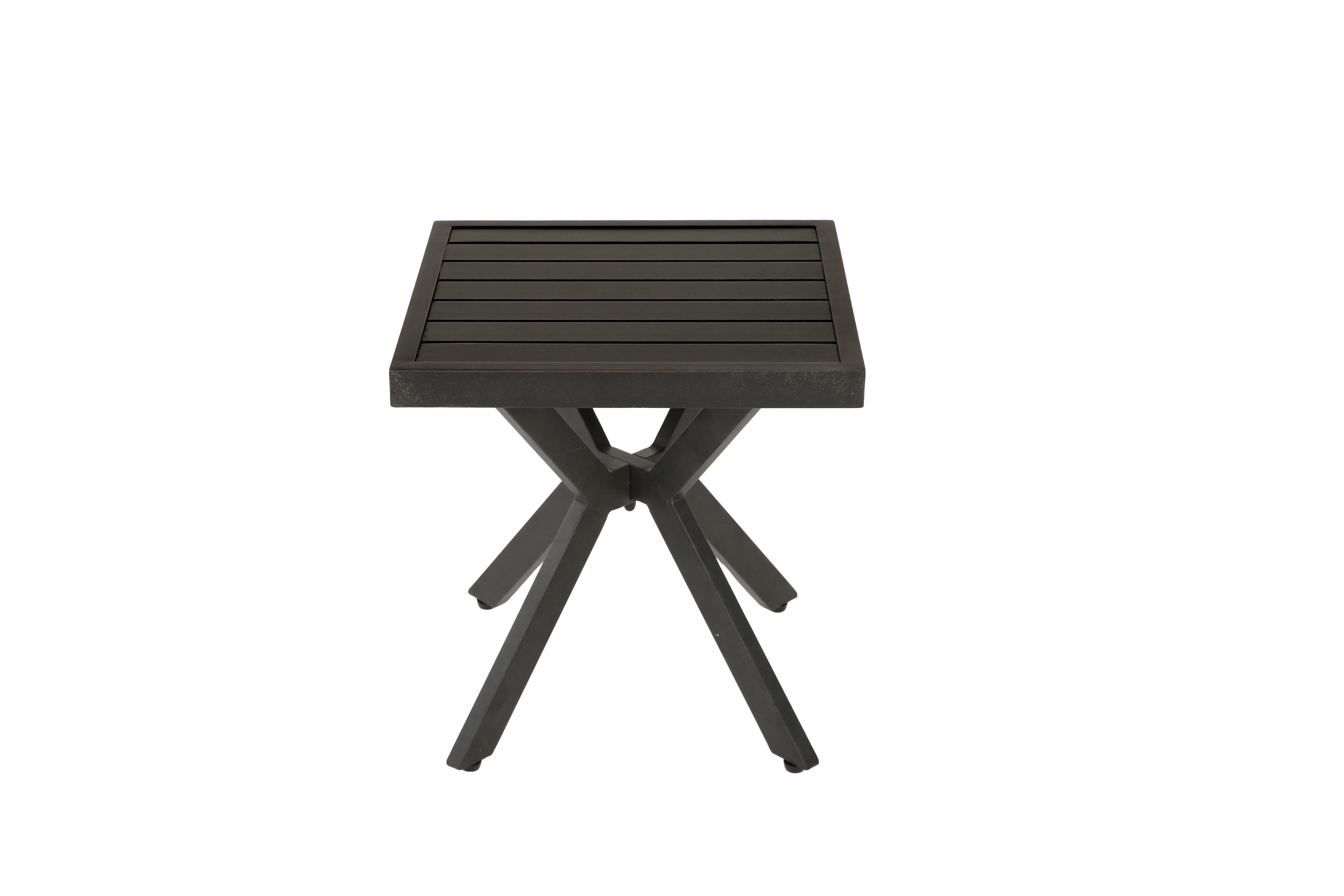 Table d'appoint carrée aluminium extérieur, pour patio, piscine et intérieur, résistante aux intempéries, entretien facile, brun foncé - Image 6