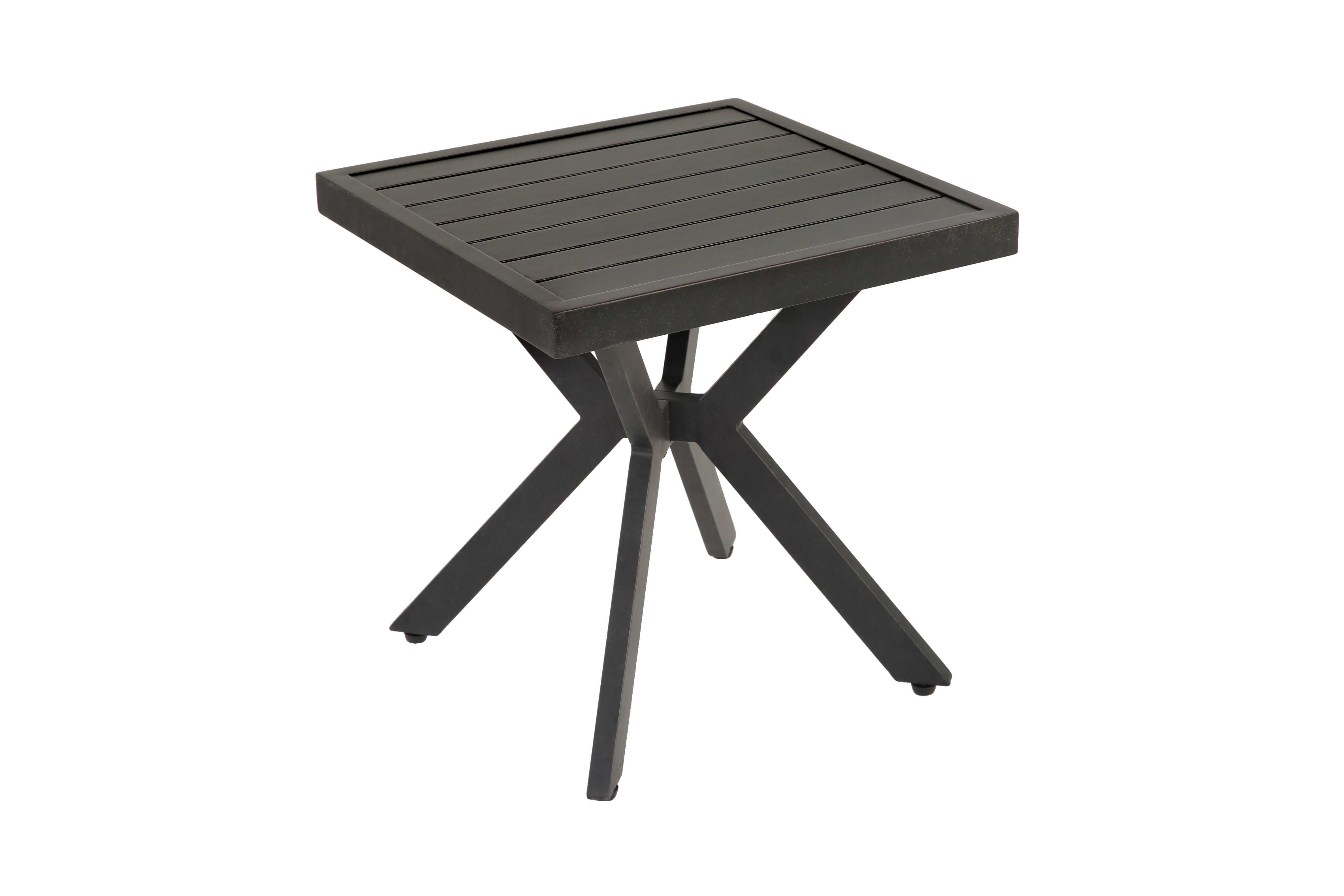 Table d'appoint carrée aluminium extérieur, pour patio, piscine et intérieur, résistante aux intempéries, entretien facile, brun foncé - Image 3