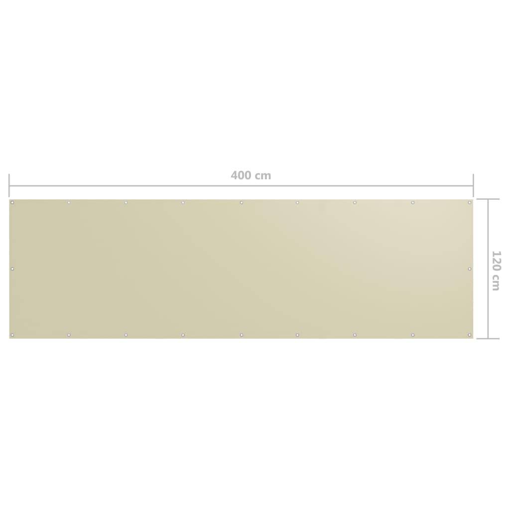 Helloshop26 - Écran de balcon brise pare vue protection confidentialité 120 x 400 cm tissu oxford crème - Imagen 5
