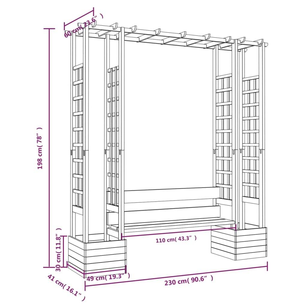 Vidaxl - Pergola de jardin avec banc et jardinières Bois de pin imprégné vidaXL 318565 - Imagen 3