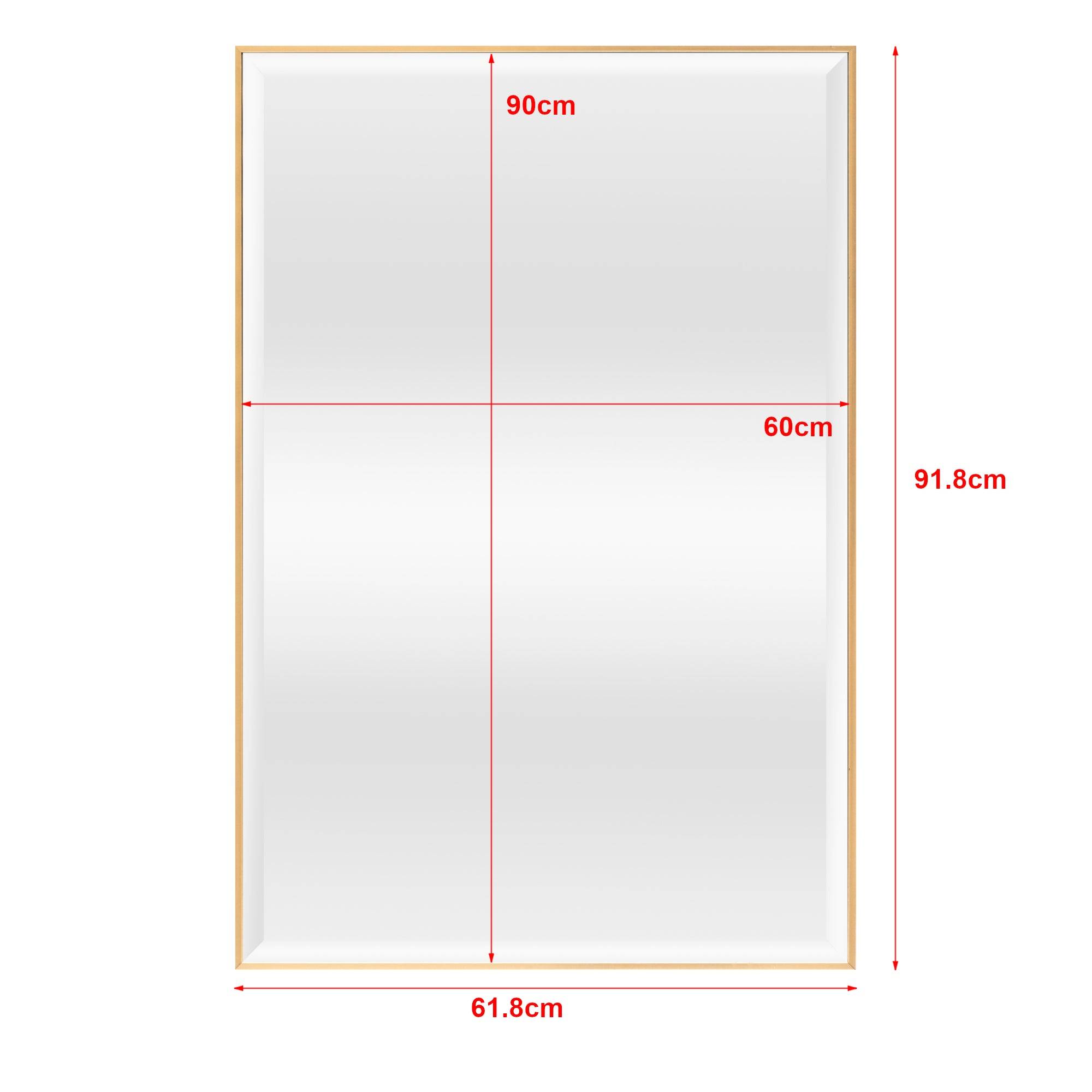 Helloshop26 - Miroir mural rectangulaire 92 x 62 cm doré - Imagen 3