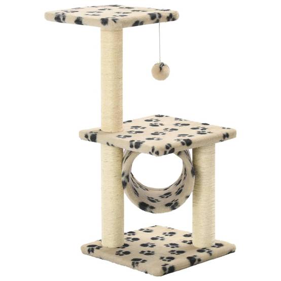 Arbre à Chat Petit Sisal Motif Pattes Beige 65cm pour Chaton Design Stable - ComfortXL Outdoor Living - Image 2