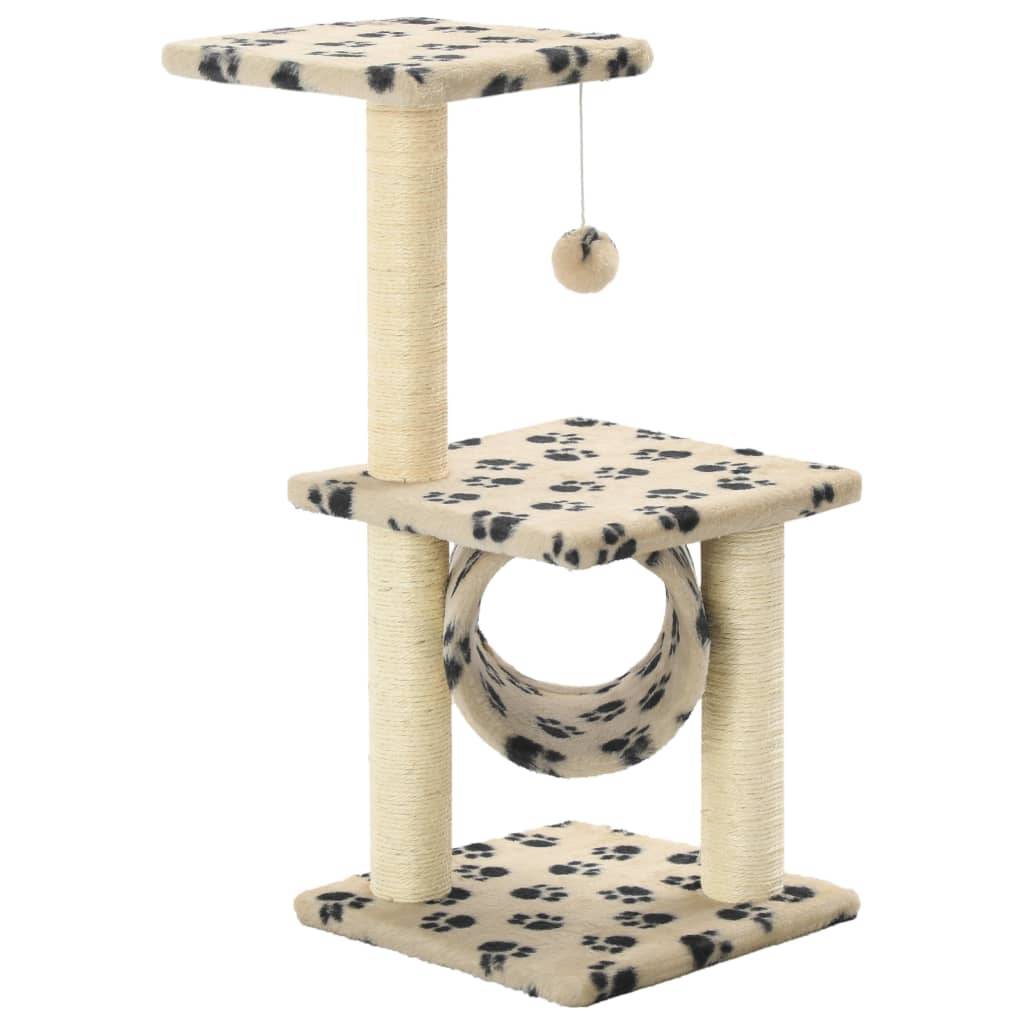 Arbre à Chat Petit Sisal Motif Pattes Beige 65cm pour Chaton Design Stable - ComfortXL Outdoor Living - Image 2