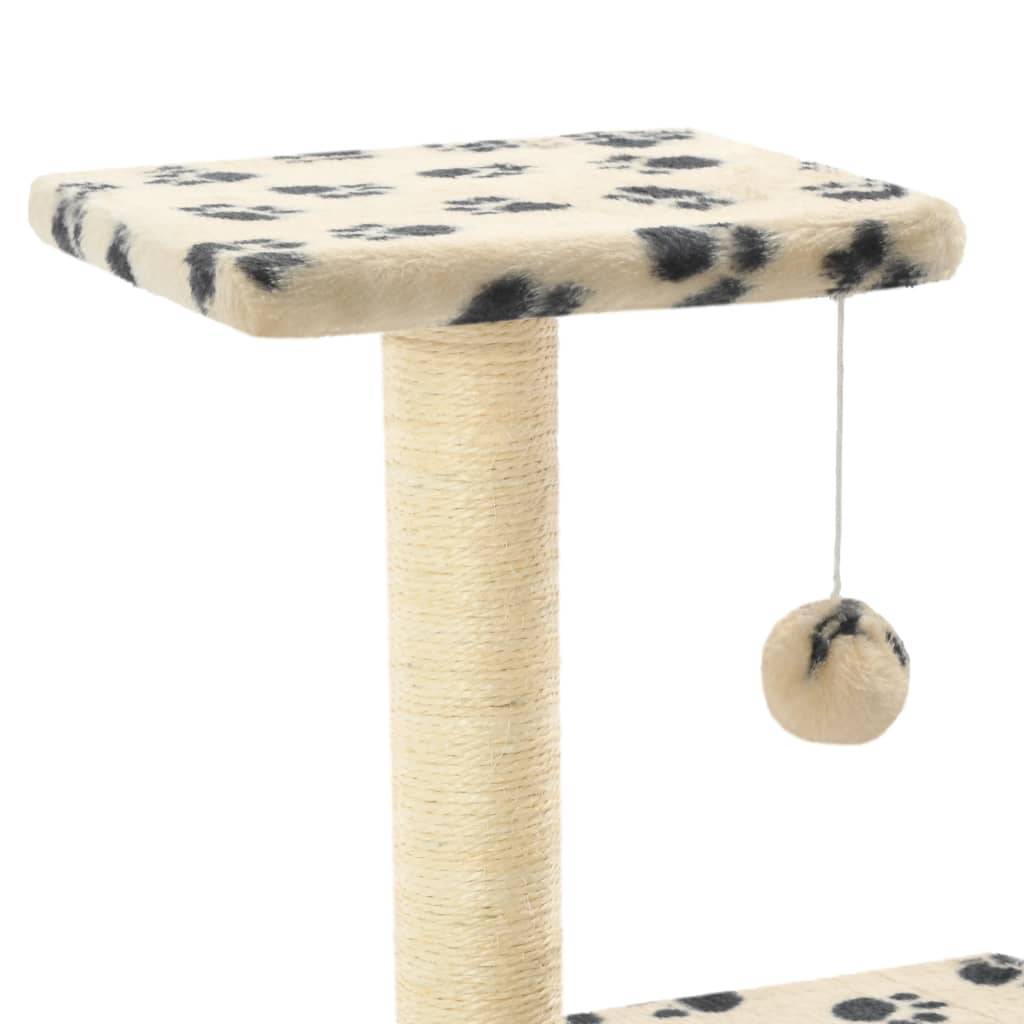 Arbre à Chat Petit Sisal Motif Pattes Beige 65cm pour Chaton Design Stable - ComfortXL Outdoor Living - Image 4