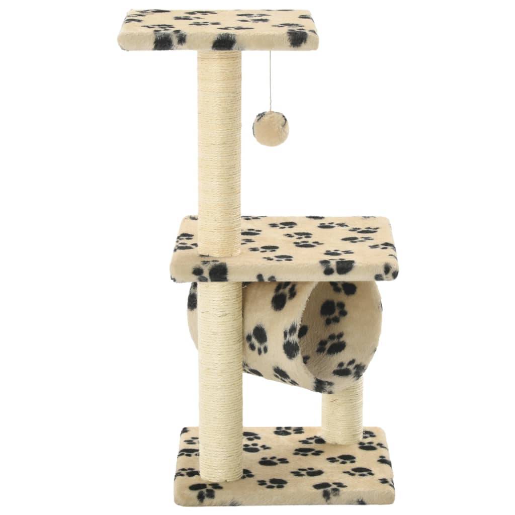 Arbre à Chat Petit Sisal Motif Pattes Beige 65cm pour Chaton Design Stable - ComfortXL Outdoor Living - Image 3