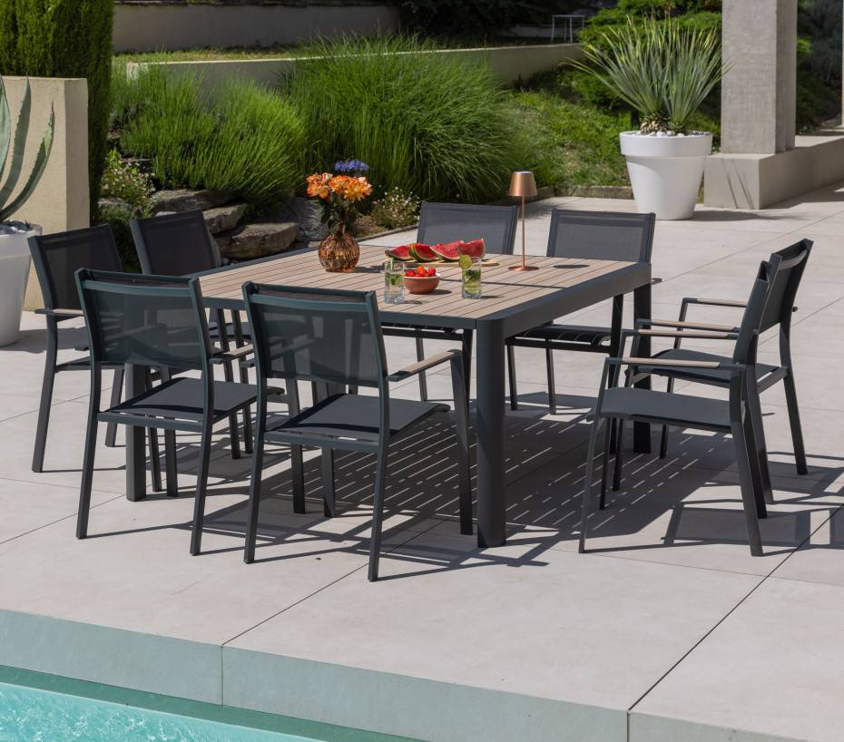 Ensemble table et chaises de jardin 8 places COLERON - Image 1