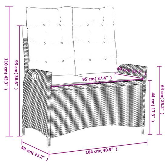 Canapé extérieur compact ajustable poly rotin coussins gris beige – ComfortXL Outdoor Living - Image 10