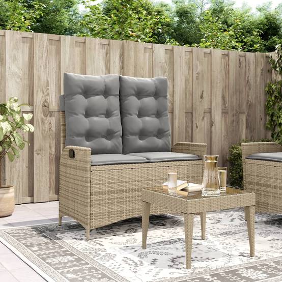 Canapé extérieur compact ajustable poly rotin coussins gris beige – ComfortXL Outdoor Living - Image 1