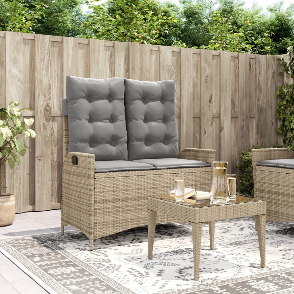 Canapé extérieur compact ajustable poly rotin coussins gris beige – ComfortXL Outdoor Living - Image 1