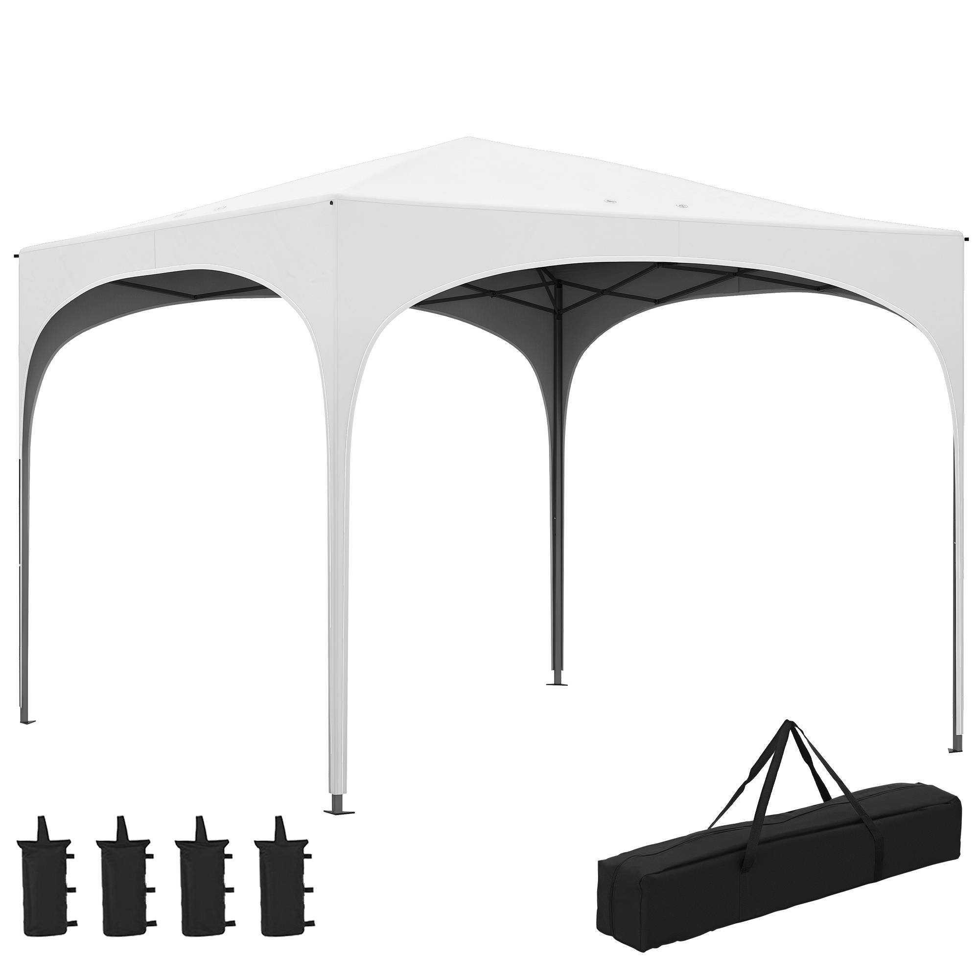 Sans Marque - Tonnelle de jardin pliante à hauteur réglable, sac de transport étanche, résistante aux UV et sacs de lestage, blanche - Image 1
