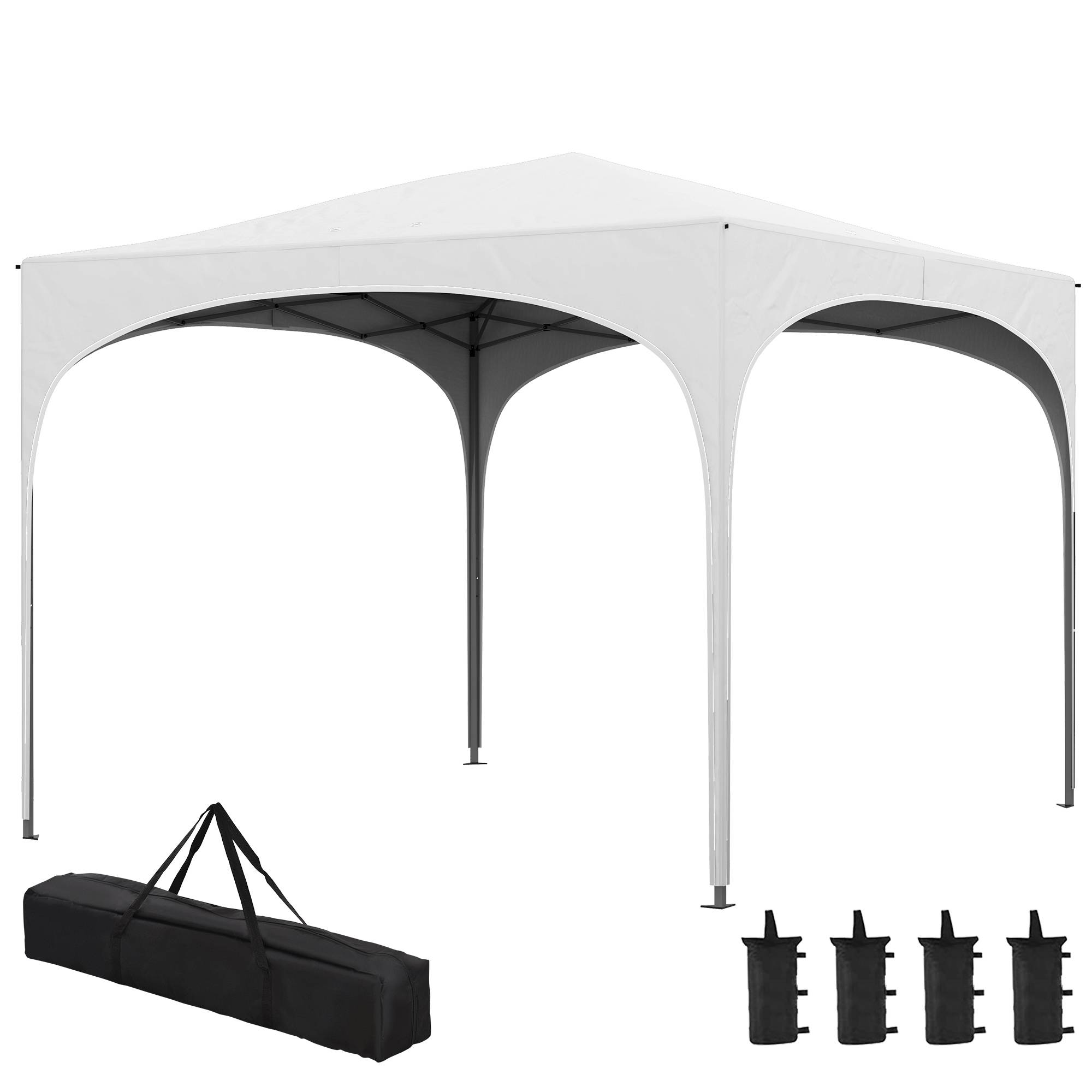 Sans Marque - Tonnelle de jardin pliante à hauteur réglable, sac de transport étanche, résistante aux UV et sacs de lestage, blanche - Image 2