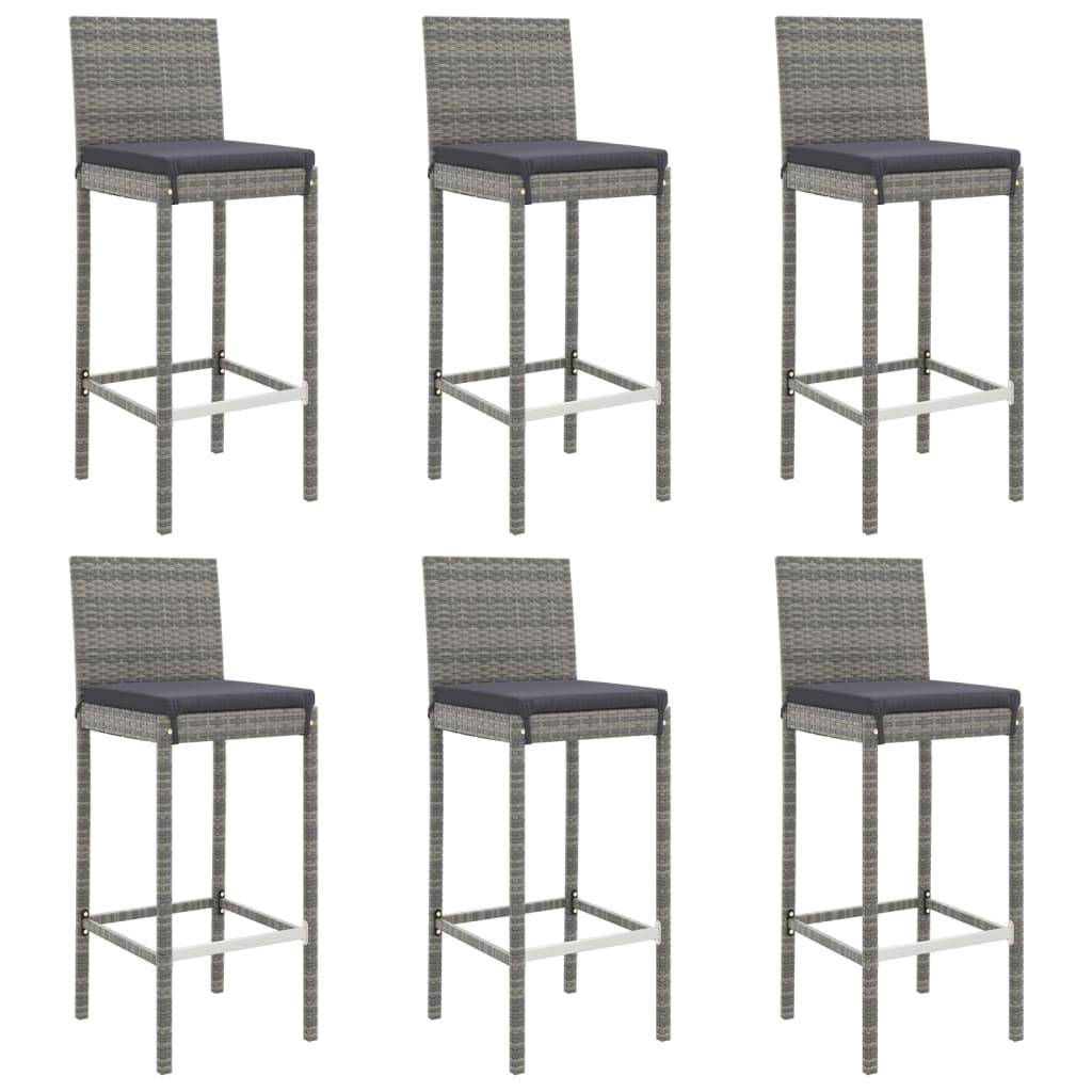 Helloshop26 - Ensemble de bar de jardin 7 pièces avec coussins gris poly rotin - Imagen 2