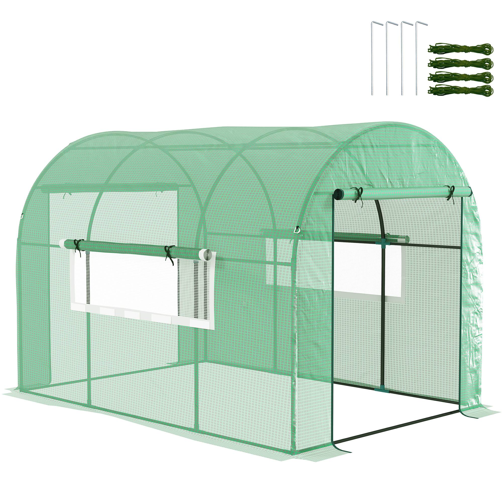 Sans Marque - Serre tunnel 3x2x2 m acier PE UV serre potagère portes fenêtres enroulables culture légumes fleurs serre verte jardin extérieur