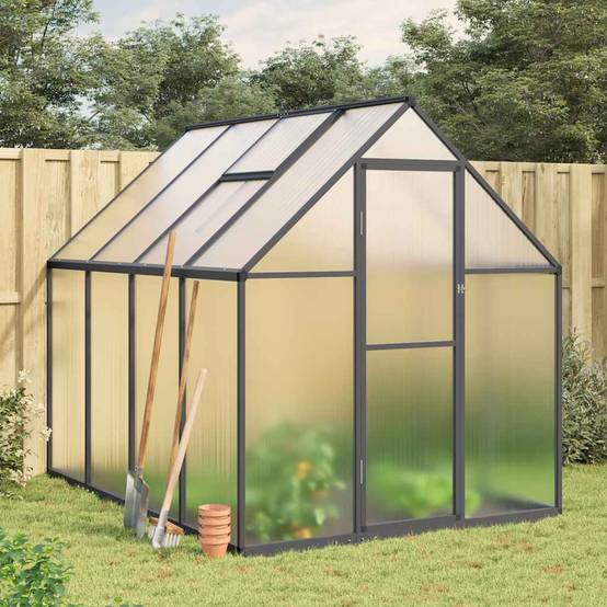 ComfortXL - Serre Jardin Aluminium Polycarbonate Base Incluse 224x169x195cm Anthracite - ComfortXL Outdoor Living - Image 1