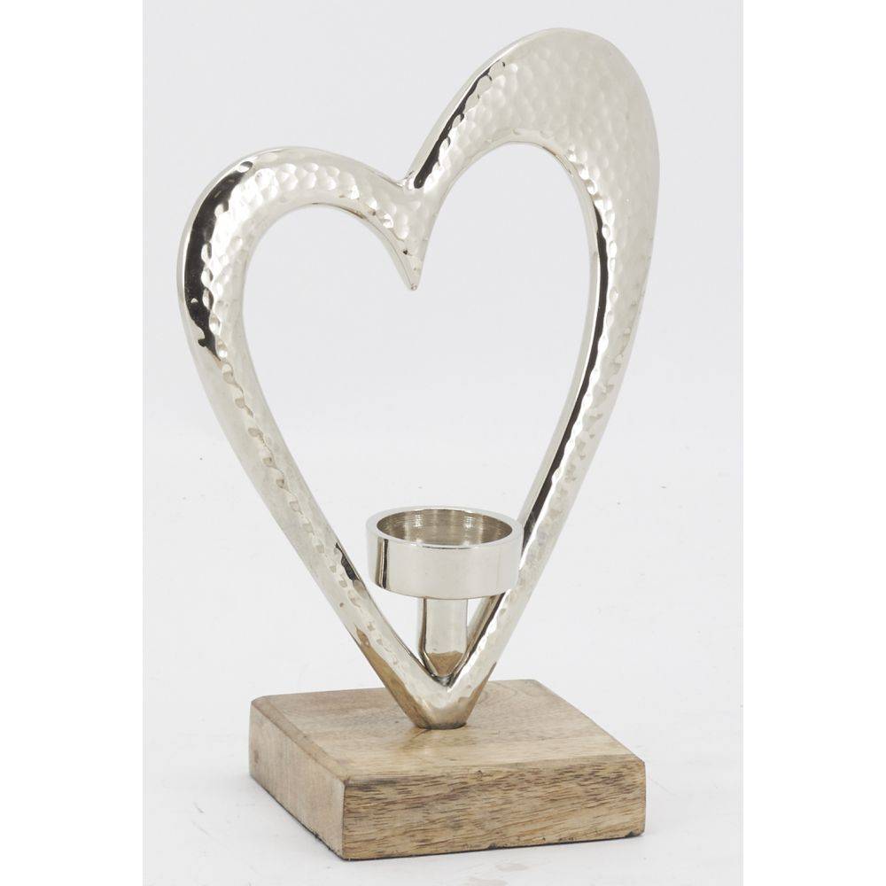 Aubry Gaspard - Photophore coeur en aluminium et bois de manguier - Imagen 3