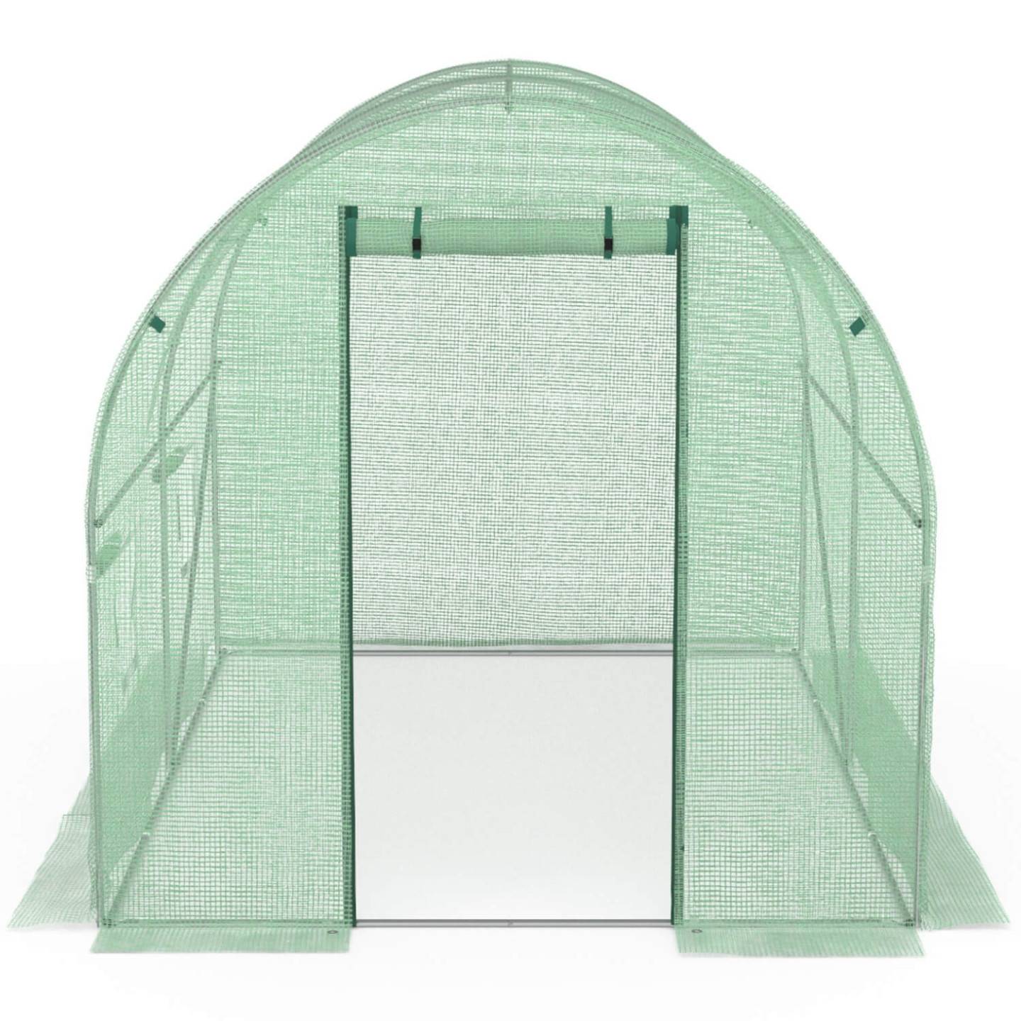IDMARKET - Serre de jardin tunnel 6m² 3 x 2 x 2 m acier galvanisé + bâche anti-UV avec porte et fenêtres ROMA verte - Image 4