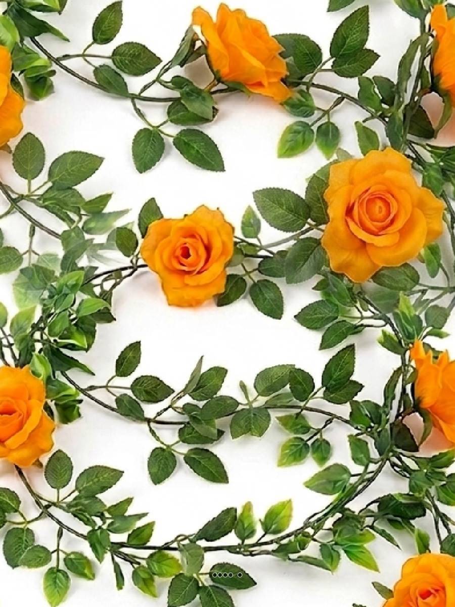 Artificielles - Guirlande de 8 Roses artificielles Jaune plastique L 180 cm - couleur: Jaune - Imagen 3