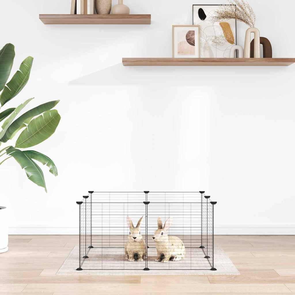 Vidaxl - Cage pour animaux de compagnie à 8 panneaux, noire, 70 x 70 x 35 cm, en acier vidaXL 171624 - Imagen 1