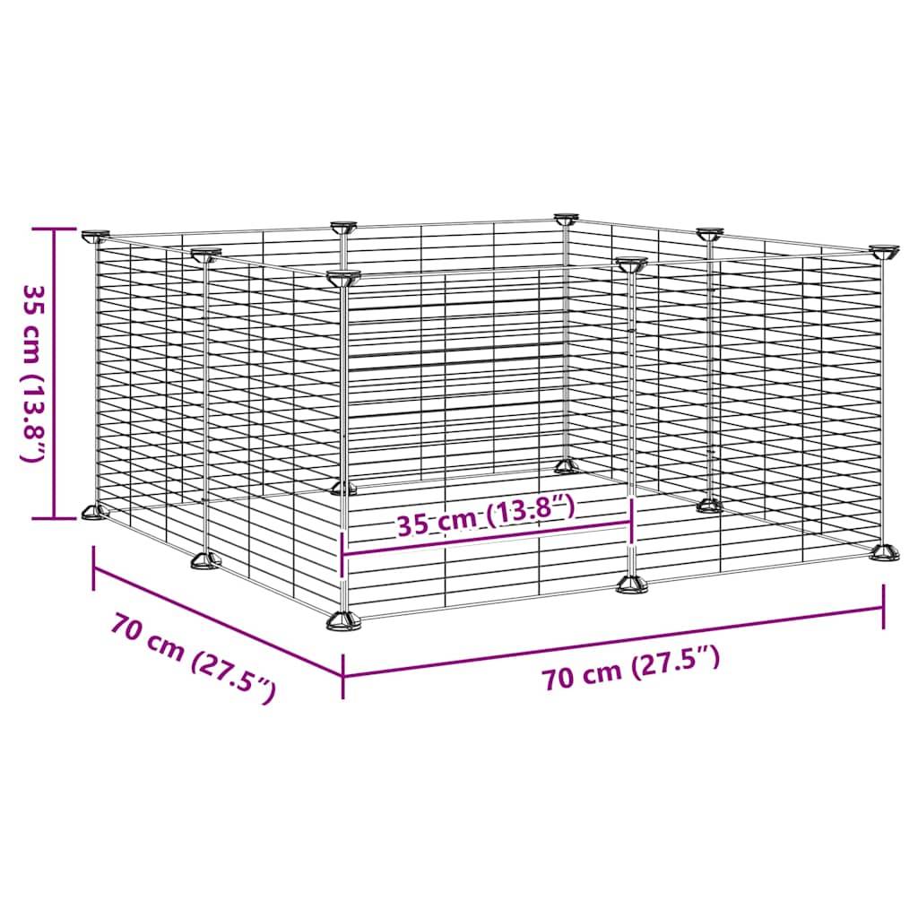 Vidaxl - Cage pour animaux de compagnie à 8 panneaux, noire, 70 x 70 x 35 cm, en acier vidaXL 171624 - Imagen 3