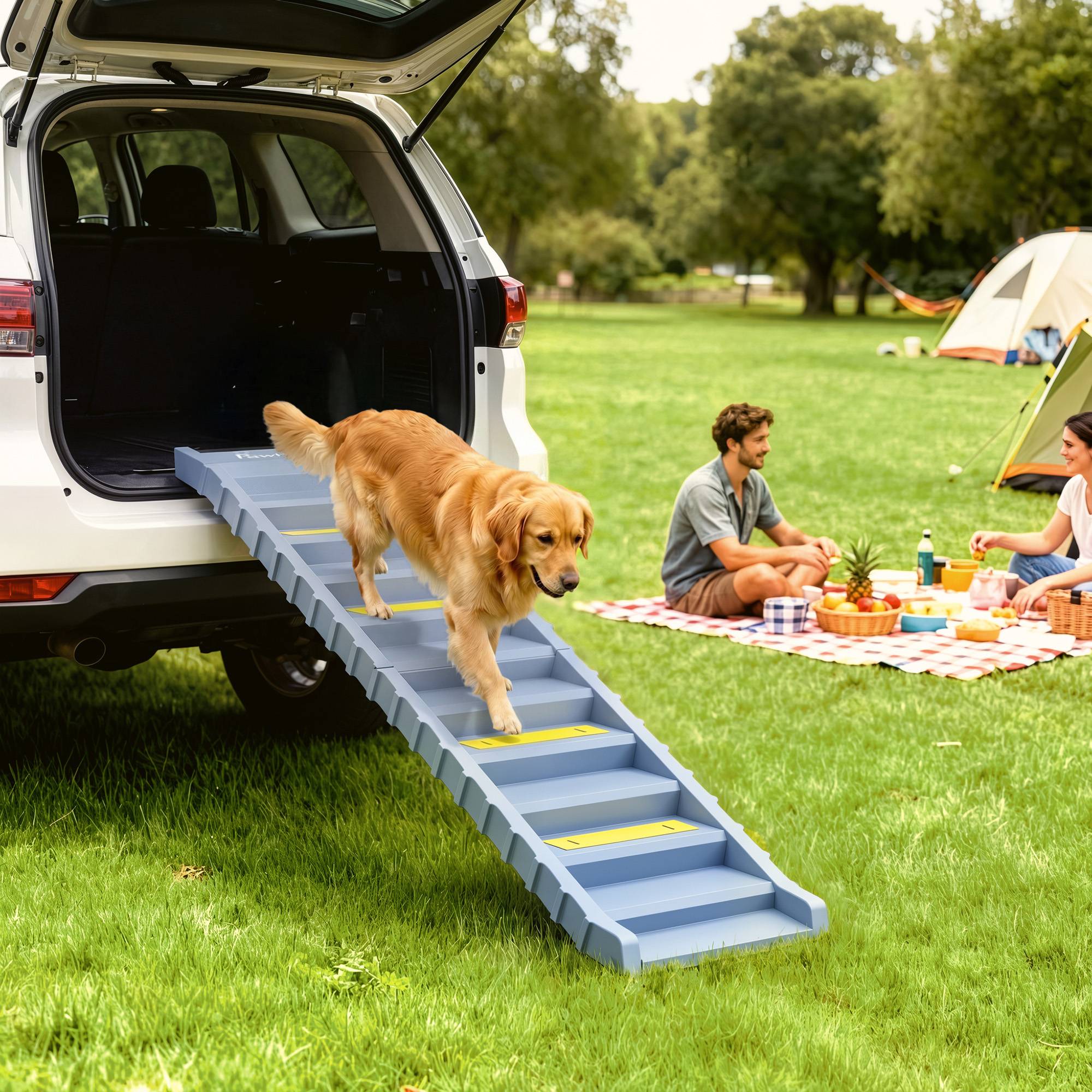 Rampe voiture pliable, escalier chien 10 marches, antidérapante, 154x40cm, grands chiens <25kg - Image 3