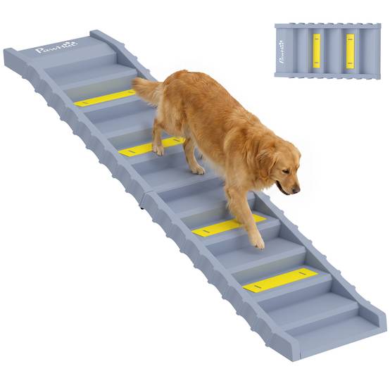 Rampe voiture pliable, escalier chien 10 marches, antidérapante, 154x40cm, grands chiens <25kg - Image 1