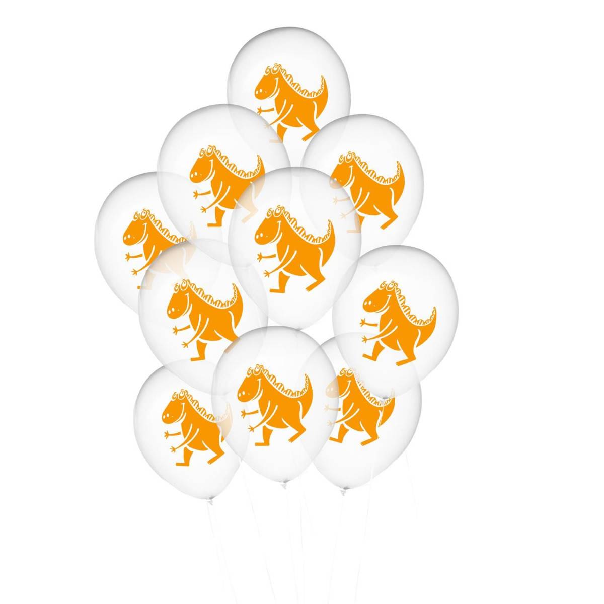 Party Time - Lot de 10 Ballons de Baudruche "Dinosaure" 18cm Transparent - Image 1