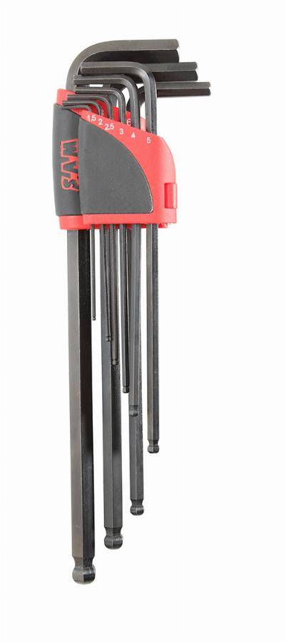 Râtelier 9 clés males extra-longues 6 pans a tête sphérique 1,5 a 10 mm SAM - 67AR9AL