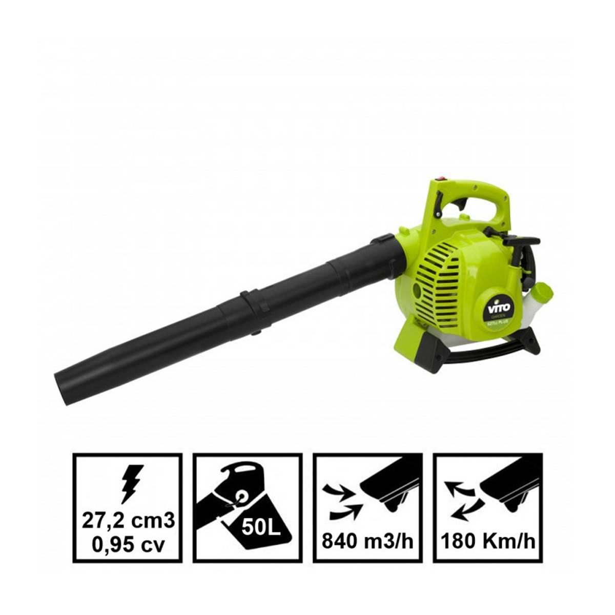 Souffleur de feuilles moteur 2T- 27.2 cm3 Aspirateur souffleur Espaces verts SAC 50L VITO - Imagen 3