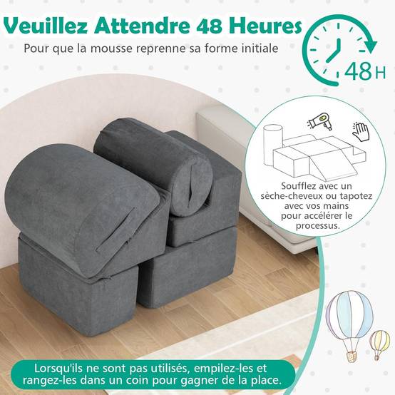 Parcours Motricité Bébé 5 PCS Mousse EPE – Modules Colorés Éducatifs Rampes & Grimpe COSTWAY